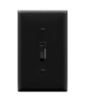 Smooth As Butter Toggle Dimmer Switch For Led And Incandescent Bulbs Single Pole Or Three Way Wiring Slick Black Plate front view