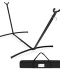 9 Foot Heavy Duty Portable Hammock Stand Steel Frame For Backyard Patio Or Indoor Use With Carrying Case No Hammock Included Easy Setup And Fully Adjustable Height, shown with carrying case