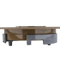 Side view of Duplex Receptacle Flush Mount Carmel Cover Model E97DSC for round floor boxes, high-impact thermoplastic, caramel color