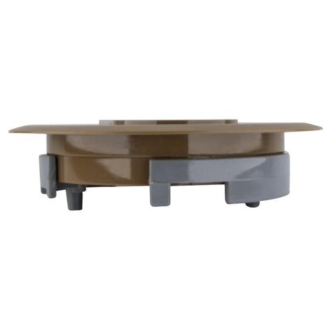 Side view of Duplex Receptacle Flush Mount Carmel Cover Model E97DSC for round floor boxes, high-impact thermoplastic, caramel color
