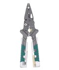 Heavy Duty 12 in 1 Wire Stripping Pliers With Voltage Tester Reminder, 12 functions, ergonomic grip, foldable design.