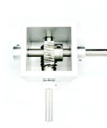 Top view of Heavy Duty 1:5 Turbo Worm Gear Reducer Transmission Box with right angle reversal for RC cars drivetrain.
