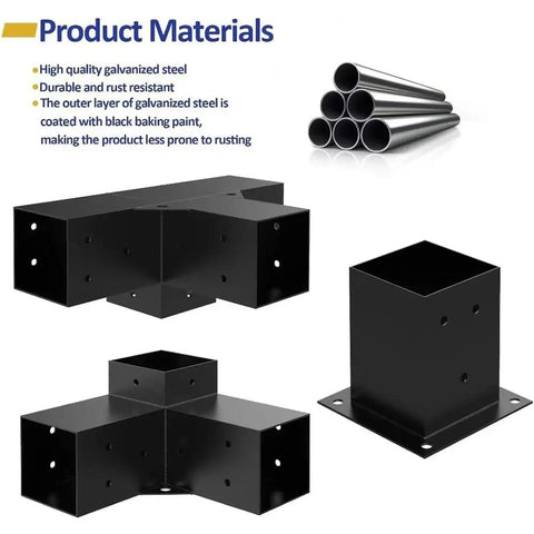 Heavy Duty Pergola Hardware Kit With 3 Way Slanted Roof Brackets And Screws For Outdoor Garden Patio Backyard Or Courtyard Pergola Construction Built From Premium Steel For Durability And Weather Resistance