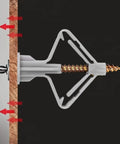 Heavy Duty Gypsum Board Expansion Screws With Nylon Butterfly Anchors Deliver Badass Hold Perfect For Hanging Pictures And Lights On Hollow Walls No Sweat Setup Real Legit Quality Grey close-up showing installation process and grip on drywall.