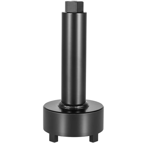 Front view of bearing carrier retainer wrench tool, black steel with square-drive top and round base.