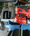 Cordless Band Saw With 22V Battery And LED Light For Cutting Up To 64 mm And 2 1/2 Inch Thick Materials in workshop setting