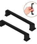 Dope Matte Black Aluminum Cabinet Door Handles And Drawer Pulls, vintage retro hardware shown in hand, modern farmhouse style