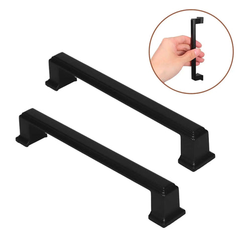 Dope Matte Black Aluminum Cabinet Door Handles And Drawer Pulls, vintage retro hardware shown in hand, modern farmhouse style
