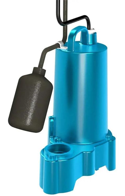 Heavy Duty Submersible Sump Pump To Kick Basement Flooding To The Curb features a blue design with mechanical float switch.