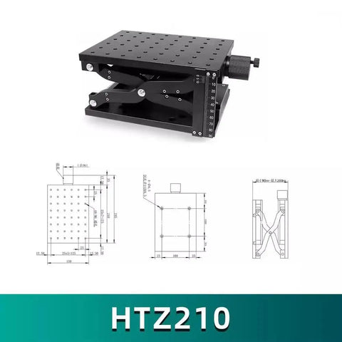 Z Axis Lifting Table Manual Pro-Grade Fine-Tuning Platform For Lab Optical Setup 110mm Stroke 210x150mm Aluminum Anodized Black