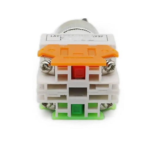 Compact 22mm Rotary Selector Switch Knob With 4 Screw Terminals 2 Way Small Size 2 Position ON OFF Push Button Switch No NC Contacts Durable 10A 66V Build That Is Great For DIY Electronics Projects. Front view of 22mm rotary selector switch with screw terminals