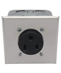 Heavy Duty Nema 6 50r Power Outlet Receptacle Flush Mount Galvanized Steel 50 Amp Industrial Grade front view with screws.