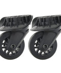 Tough As Nails Universal Luggage Spinner Wheels Pair Silent Rolling Suitcase Caster Replacement, black heavy duty wheels with 360-degree rotation.