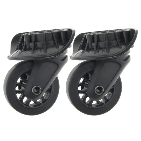Tough As Nails Universal Luggage Spinner Wheels Pair Silent Rolling Suitcase Caster Replacement, black heavy duty wheels with 360-degree rotation.