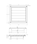 Technical drawing of White 8 Inch Plastic Louver Vent With Opening And Closing Flaps And UV Inhibitor For Outdoor Use Built Tough