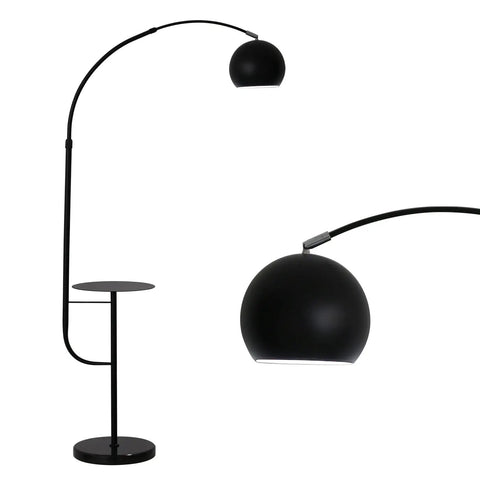 Black Floor Lamp With Marble Table Base 79 Inch Modern Industrial Arc Lamp Adjustable Gooseneck Dimmable Three Color Lights