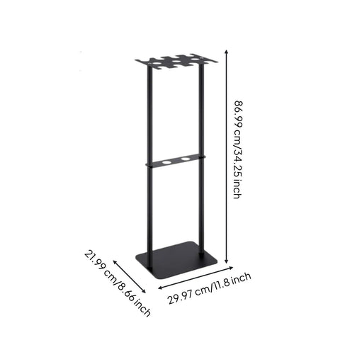 Heavy Duty Baseball Bat Stand With Badass Iron Frame Hella Tough Sports Equipment Rack, 34.25 inch tall, black steel design.