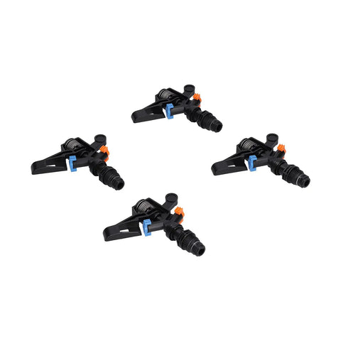 10 Pack One Half Inch Male Thread 360 Degree Sprinkler Heads with black design for lawn garden irrigation, shown in a group of four.