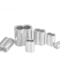 Heavy Duty Aluminum Wire Rope Ferrules With Double Hole Oval Shape For Bulletproof Cable Fastening And Slick Pipe Clamps