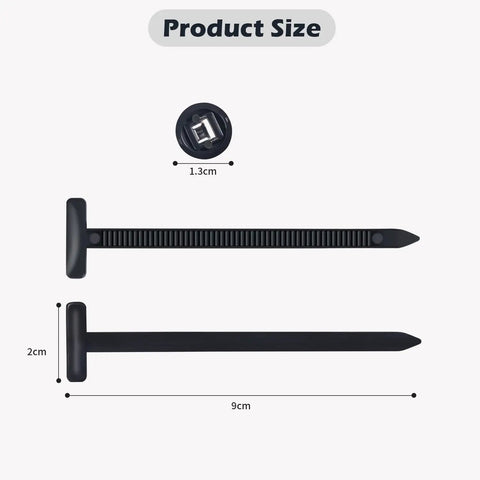 50 Pack Nylon Universal Cable Tie Buckles With Pin And Button Self Locking Design UV Resistant size dimensions