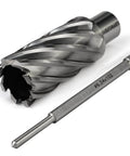 Oscarbide annular cutter, 1-3/16 in cutting diameter, 2 in depth of cut, 3/4 in Weldon shank, with pilot-pin drill bit.