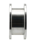 Stainless Steel H Groove Pulley Silent Wheel For Heavy Duty Gearheads, 600 LB Capacity, Whisper Quiet Operation, 48mm Diameter, 22mm Wide, 10mm Bearing Hole, Internal Lubricated Grease, Silver Tone side view
