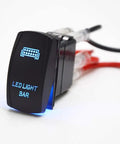 Beefy Blue Backlit 5 Pin 20A 12V Rocker Switch For LED Light Bar Off Road Lighting Universal Fitment For UTV ATV Truck And Motorcycle, black 50x25mm switch