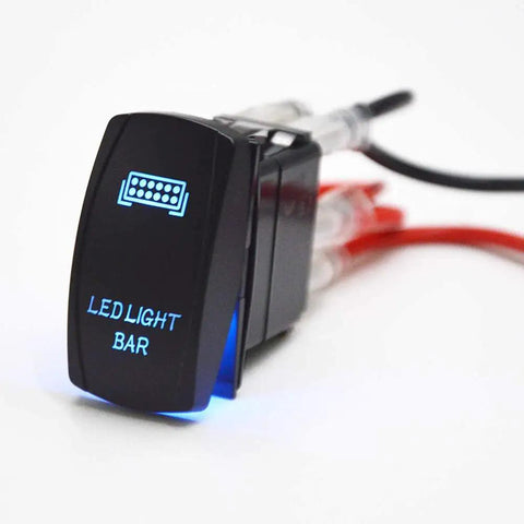 Beefy Blue Backlit 5 Pin 20A 12V Rocker Switch For LED Light Bar Off Road Lighting Universal Fitment For UTV ATV Truck And Motorcycle, black 50x25mm switch