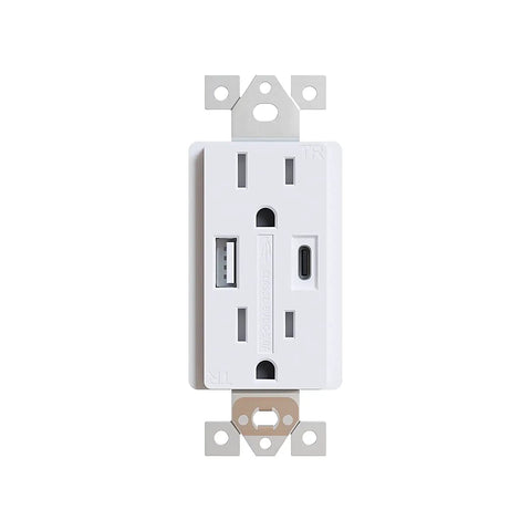 Image of 4 Pack Dual USB Wall Outlet With Type A And Type C Ports, 25W 5.0A High Speed USB Charging, 15A Tamper Resistant Receptacle.