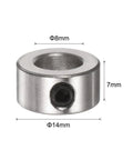 10 Pack Set Screw Shaft Collars 8mm Bore, 14mm OD, 7mm Width, Nickel Plated Carbon Steel, mechanical spacer