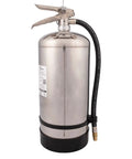 Class K Fire Extinguisher Solid As A Rock For Commercial Kitchen And Restaurant Safety UL Approved For Grease And Oil Fires, polished stainless steel body.