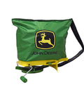 25 Lb Handheld Bag Seeder Spreader with waterproof vinyl bag, enclosed gears, adjustable shoulder strap, green and yellow design