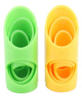 Green and yellow ABS guides from Six Piece Foam Pipe Cutter Tool Kit With ABS Insulation Cutting Guide Fixture For Home Jobsite And Commercial Use