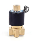 12V DC Brass Electric Solenoid Valve Normally Open 1/4 Inch NPT For Water Air Diesel 2 Way Valve, brass body, black DC12V coil