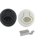 2.4 Inch Flush Pull Slam Latch Round Door Locking Handle For Boats And Cabinets Deck Locker Beefy Black Metal Hardware