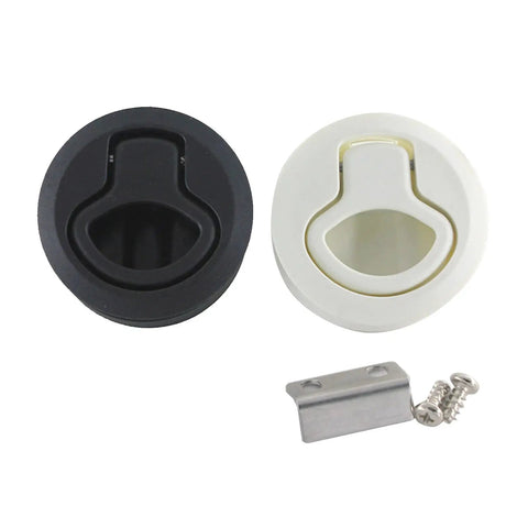 2.4 Inch Flush Pull Slam Latch Round Door Locking Handle For Boats And Cabinets Deck Locker Beefy Black Metal Hardware
