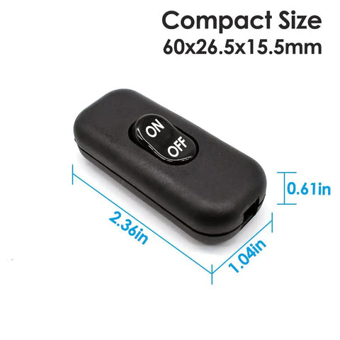 Two Pack Cord Switch For Lamps 250V 6A On Off Rocker Lamp Control Switch black plastic dimensions 60x26.5x15.5mm