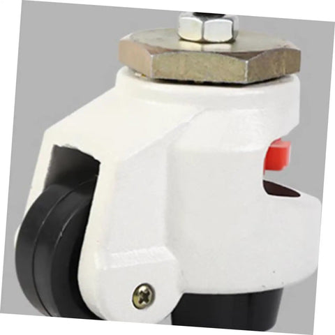 Four Piece Heavy Duty Swivel Casters Set With 3 Inch Height Adjustable Plate Casters And Leveling Feet Industrial Workbench Wheels For Furniture And Equipment Built Tough And Easy To Roll, white caster close-up with plate and wheel