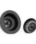 Universal 3.5 Inch Kitchen Sink Drain Kit with Removable Strainer Basket and Stopper Matte Black Stainless Steel Assembly