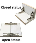 Straight Up Heavy Duty Folding Shelf Bracket With Extendable Wall Mount Support Hinge, Rock Solid Cold Rolled Steel Corrosion Resistant Construction For No Sweat Install, 2 Pack Silver open and closed position display.