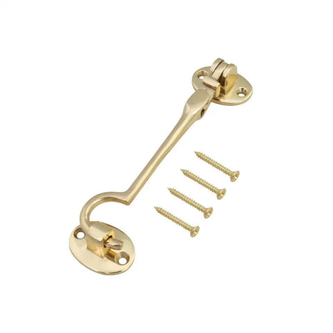 Durable Brass Storage Hook With Swivel Eye Latch For Cabinets And Doors, Easy Install, Rust Resistant, with mounting screws