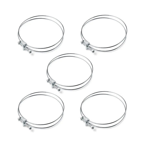 5 Inch Double Wire Hose Clamp With Bolt, Adjustable Dust Collection Clamp For Dryer Vent, HVAC Air Hose And Industrial Tubing, Zinc Coated Steel, A Real Workhorse That Fits Rubber And PVC Hoses, Pack Of 5, Color May Vary