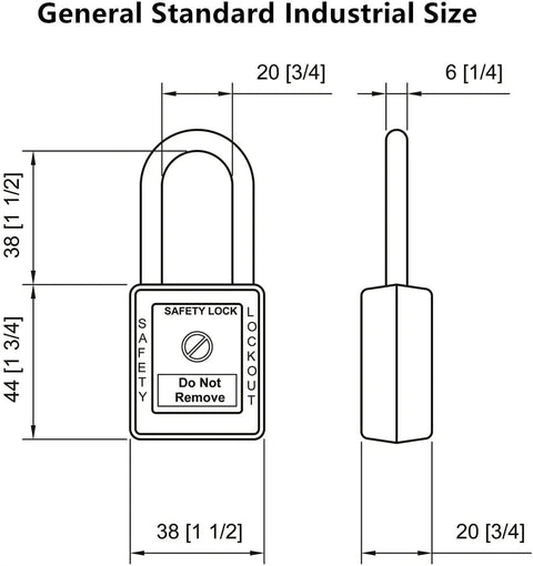 Technical diagram of Keyed Different Lockout Tagout Locks Set With 10 Unique Locks And Tags 1 To 10 Each Lock Has Two Keys For Use And Backup