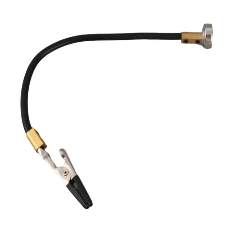 Magnetic Soldering Clip With Adjustable Gooseneck Hand Clamp, Alloy Steel Fixture For Circuit Board Repair And Welding Holding Tool Hands Free, Strong Magnetic Base, Flexible Arm, Black Or Silver, angled clamp view