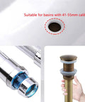 Copper Wash Basin Drain Plug, With drain hole, With drain hole A, fits basins 41-55mm, features a sleek design.