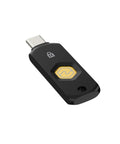 Zero Drama Dual Mode Usb C Security Key With Nfc Tap Feature For Seamless Passwordless Login Supports Fido2 Protocols And Modern Passkeys Across Every Device You Own Keychain Ready, slim black USB-C security dongle with NFC.
