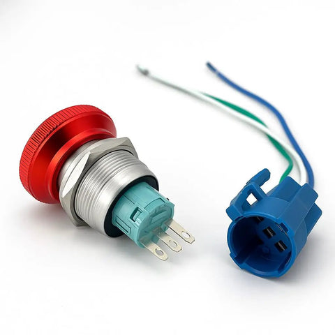 Heavy Duty Emergency Stop Push Button Switch 22mm Latching E Stop 1NO 1NC Stainless Steel Mushroom Head With Wire Harness