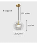 Modern Simple Dining Room Pendant Light Creative Personality Bar Caffee Glass Lamp Industrial Style Kitchen Bedroom Droplight,Beautiful hanging lamp dimensions 20cm/7.8in clear glass.