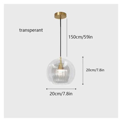 Modern Simple Dining Room Pendant Light Creative Personality Bar Caffee Glass Lamp Industrial Style Kitchen Bedroom Droplight,Beautiful hanging lamp dimensions 20cm/7.8in clear glass.