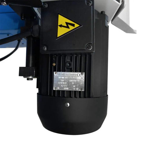 Commercial Workshop Prep Pro Shop Grade 3Hp Belt Sander motor showing 220V three-phase induction motor specifications.